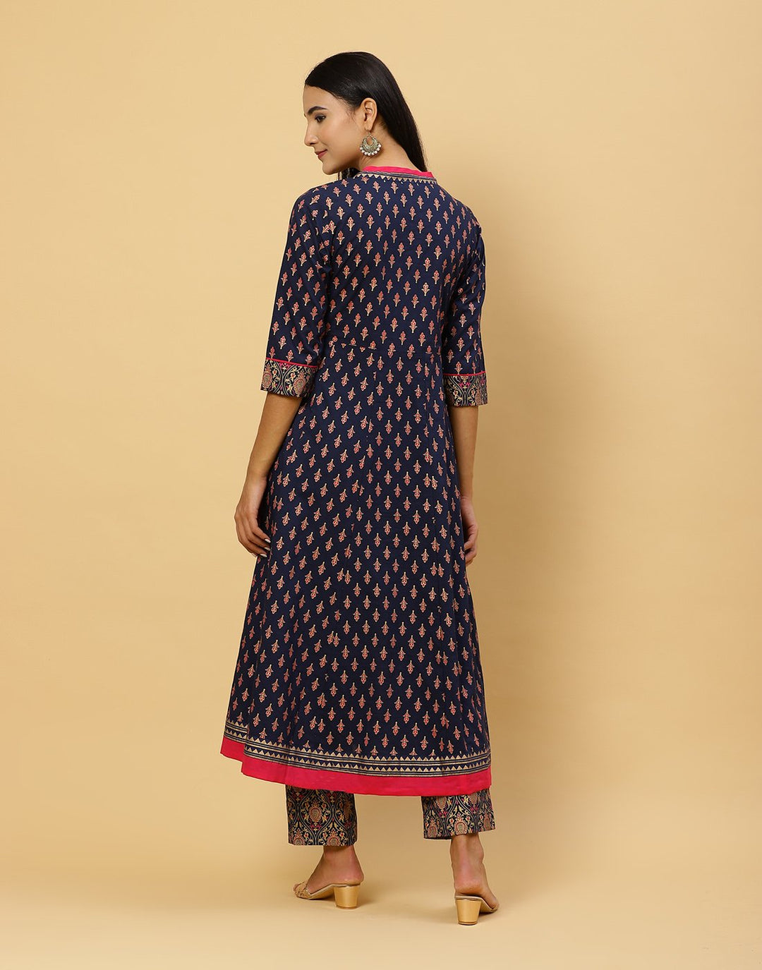 Printed Cotton Angrakha Kurti With Pant