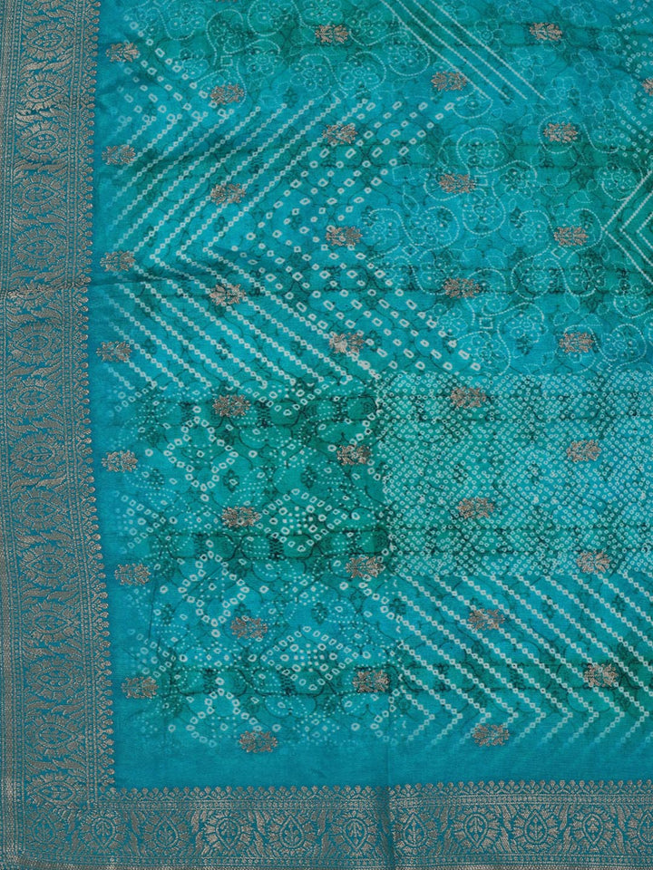 Bandhani Printed Art Silk Kurta With Pants &amp; Dupatta