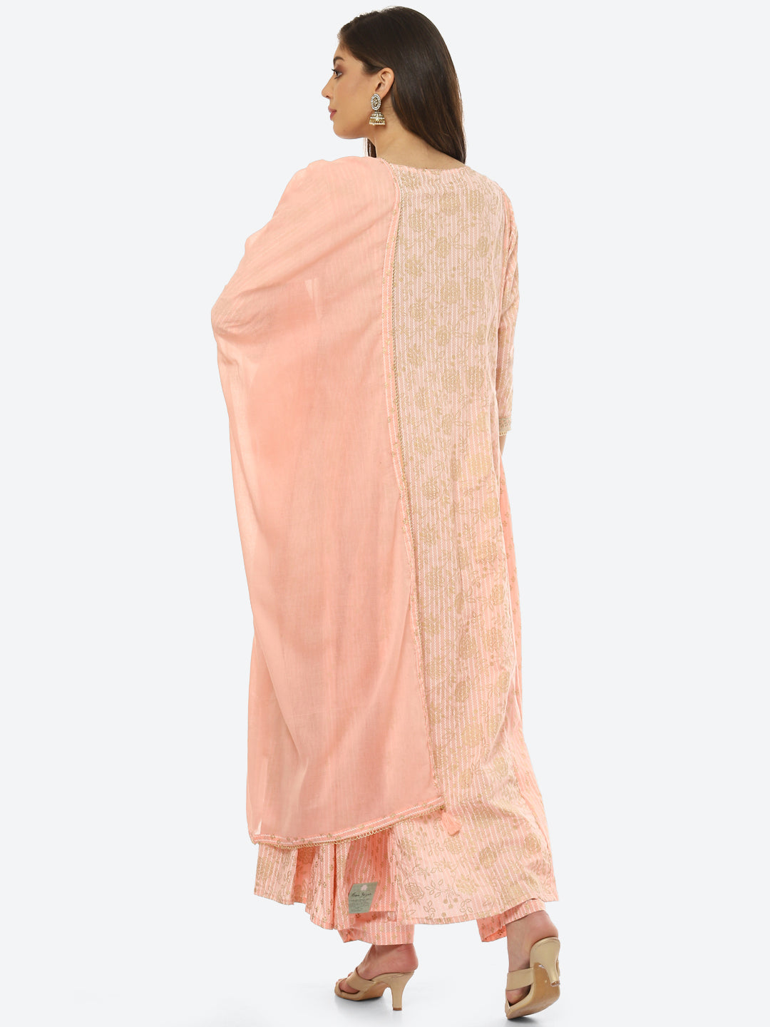 Gota Work Cotton Kurta With Pant &amp; Dupatta