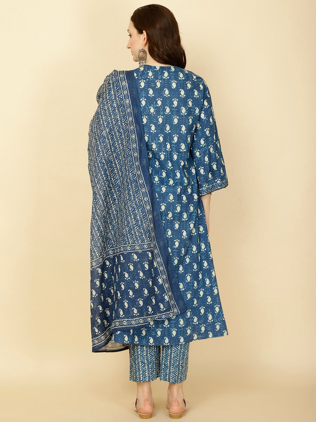 Paisley Printed Cotton Kurta With Pants &amp; Dupatta