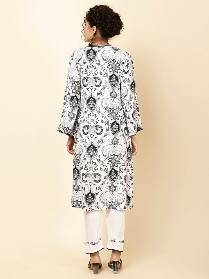 Floral Printed Cotton Kurta With Pants