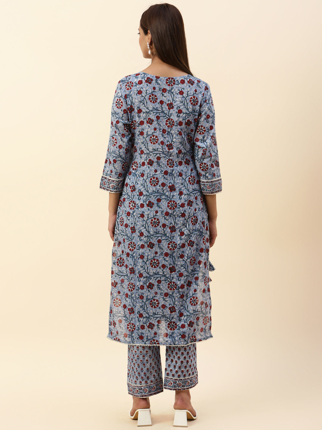Floral Printed Cotton Kurta With Pants