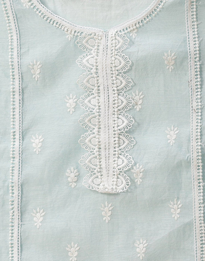 Embroidered Chanderi Suit Piece With Dupatta