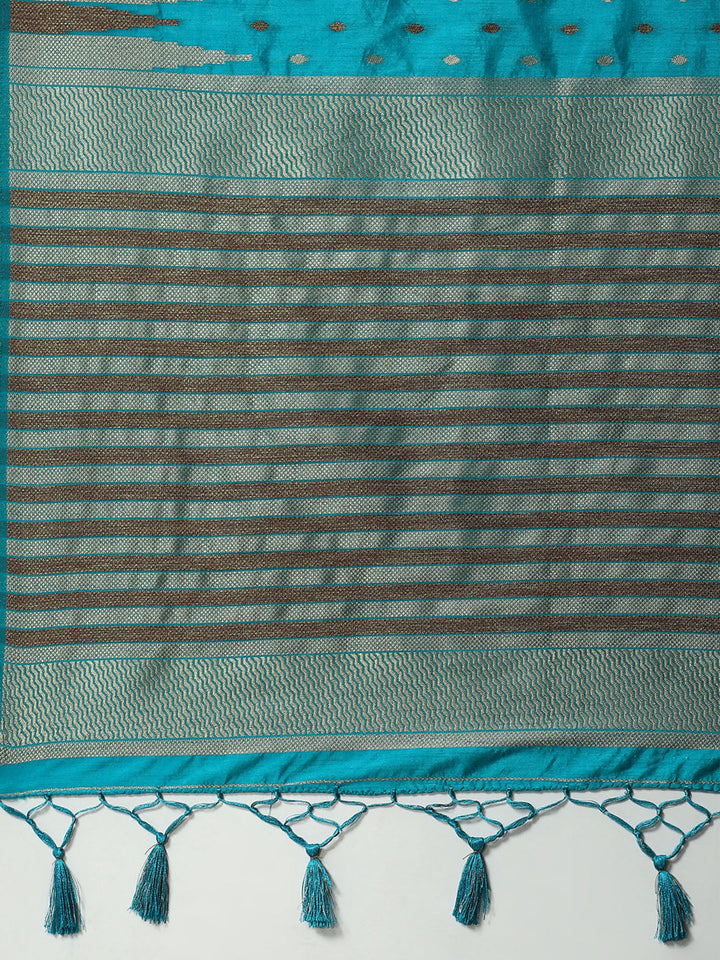 Zari Border Booti Woven Handloom Saree
