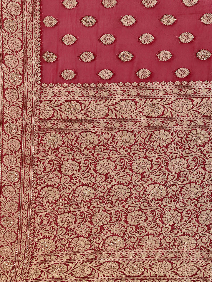 Zari Booti Georgette Plain Saree