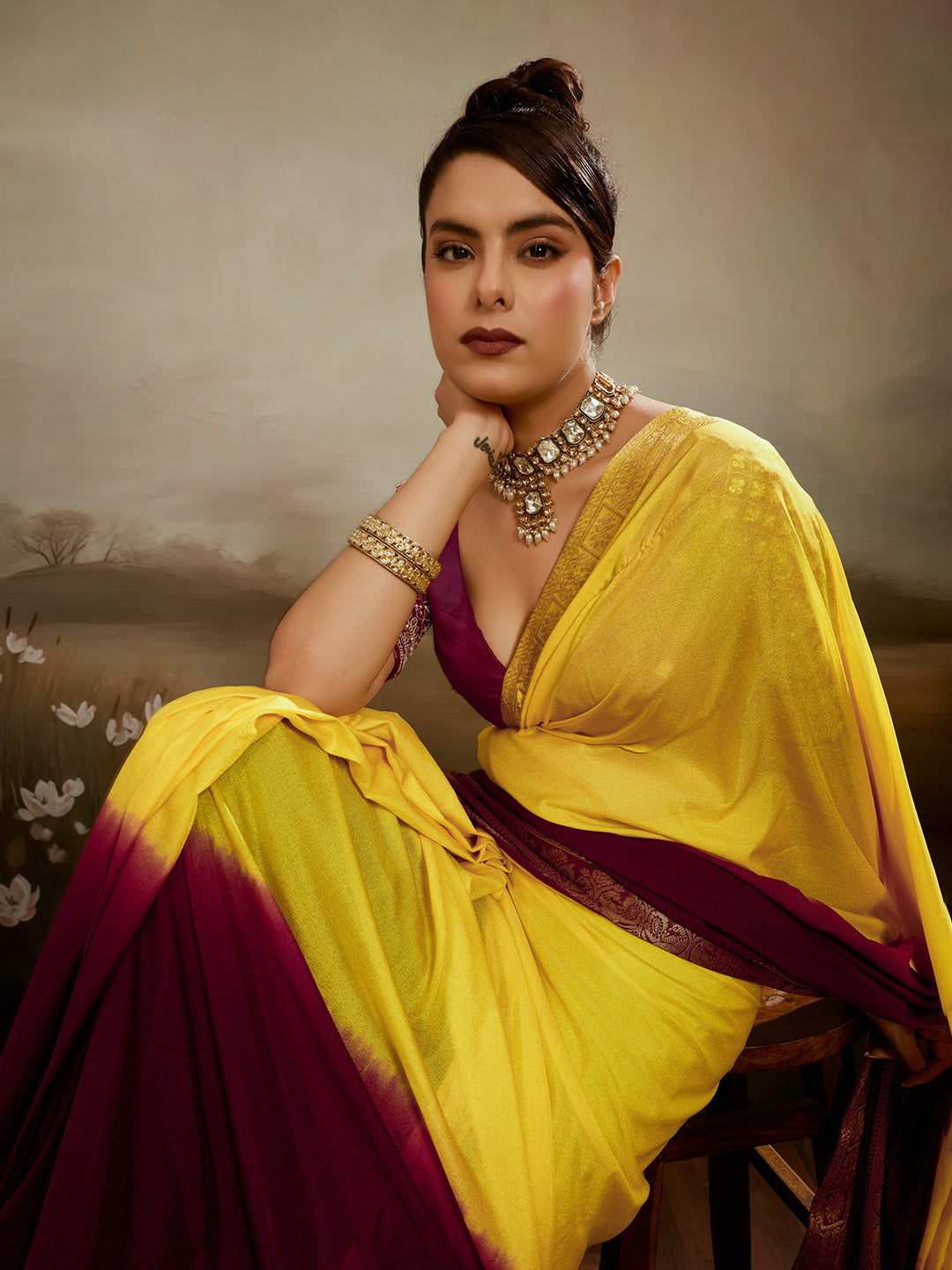 Plain Chiffon Saree