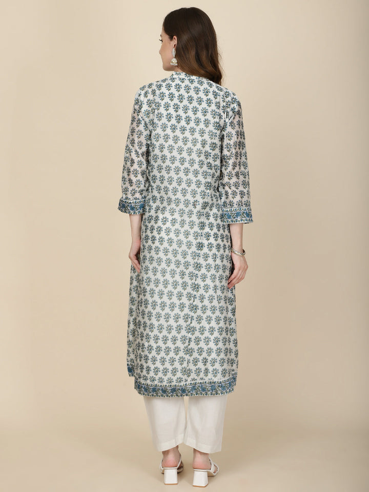 Floral Printed Cotton Kurta With Pants