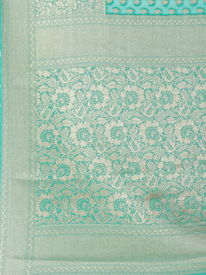Zari Booti Georgette Plain Saree