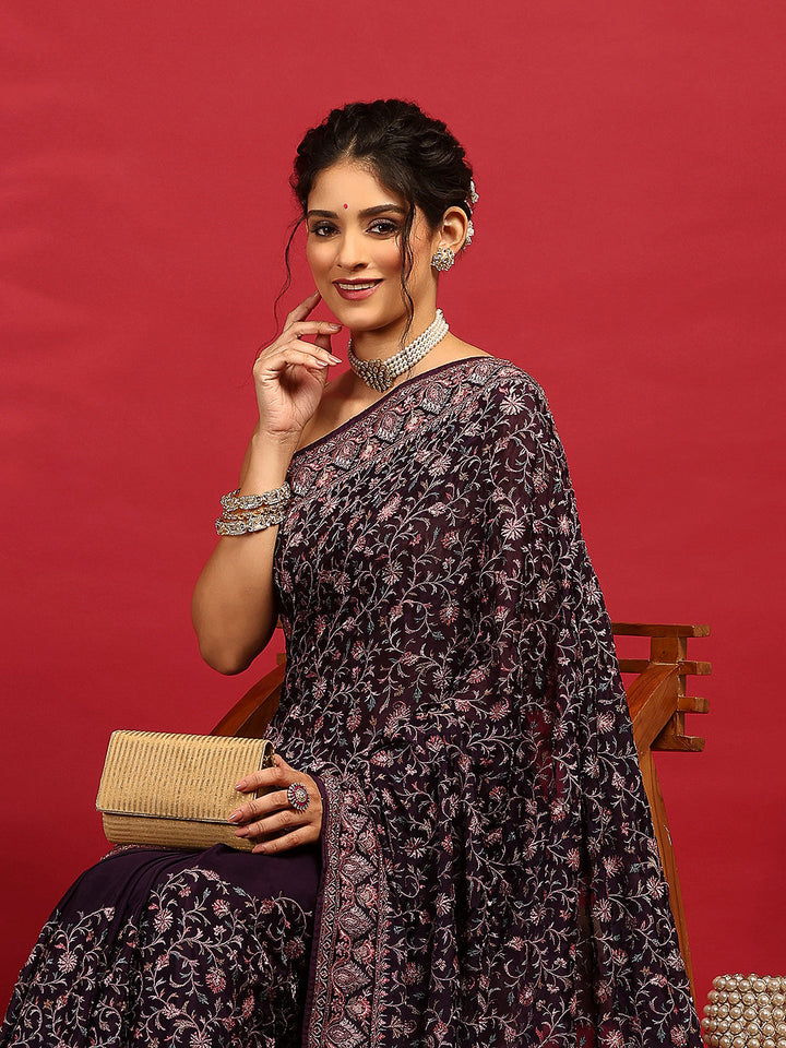 Embroidered Georgette Saree