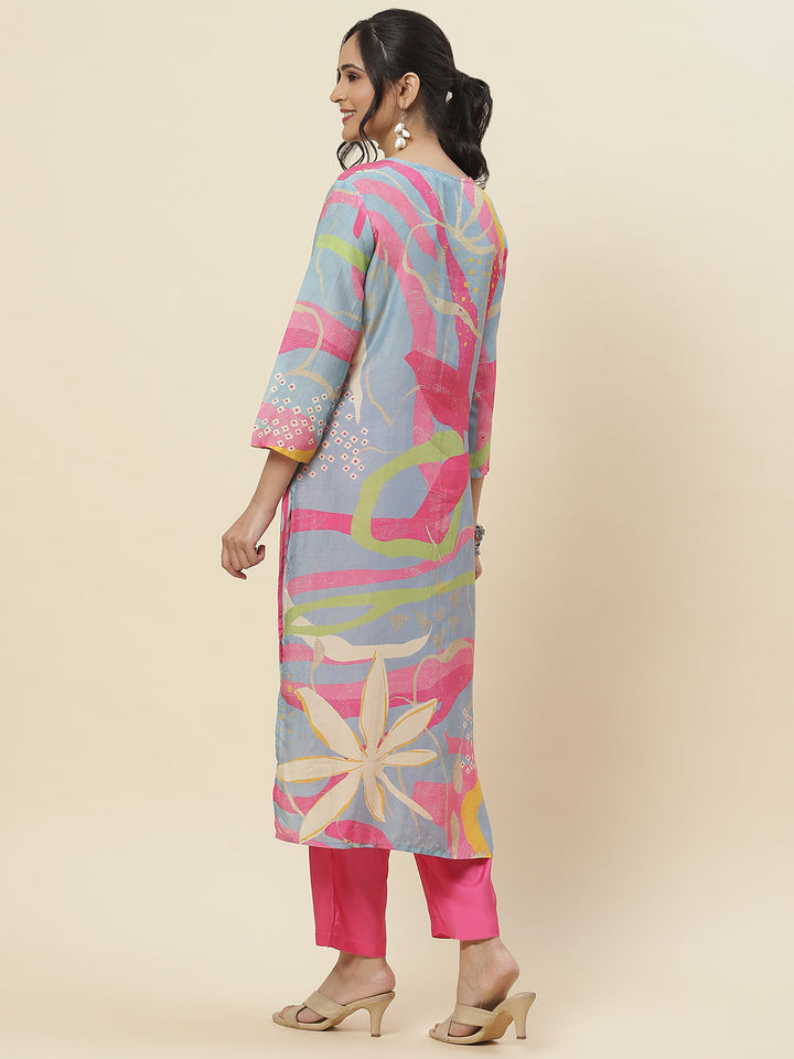 Printed Muslin Kurta With Pants