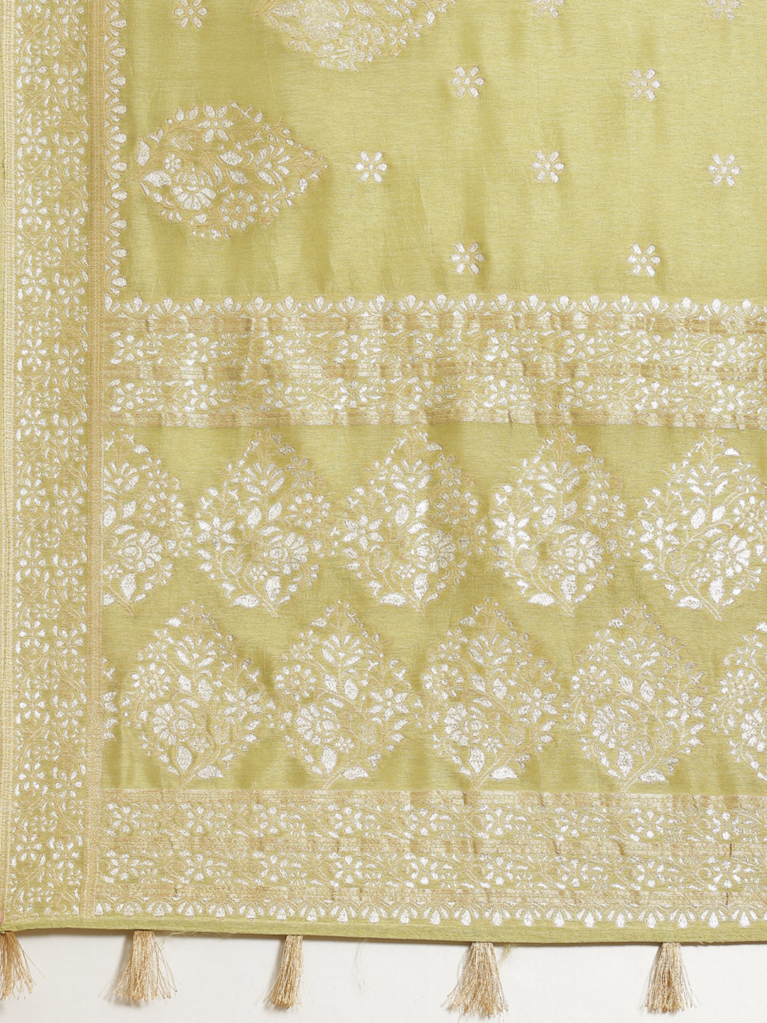 Zari Border Booti Banarasi Woven Saree