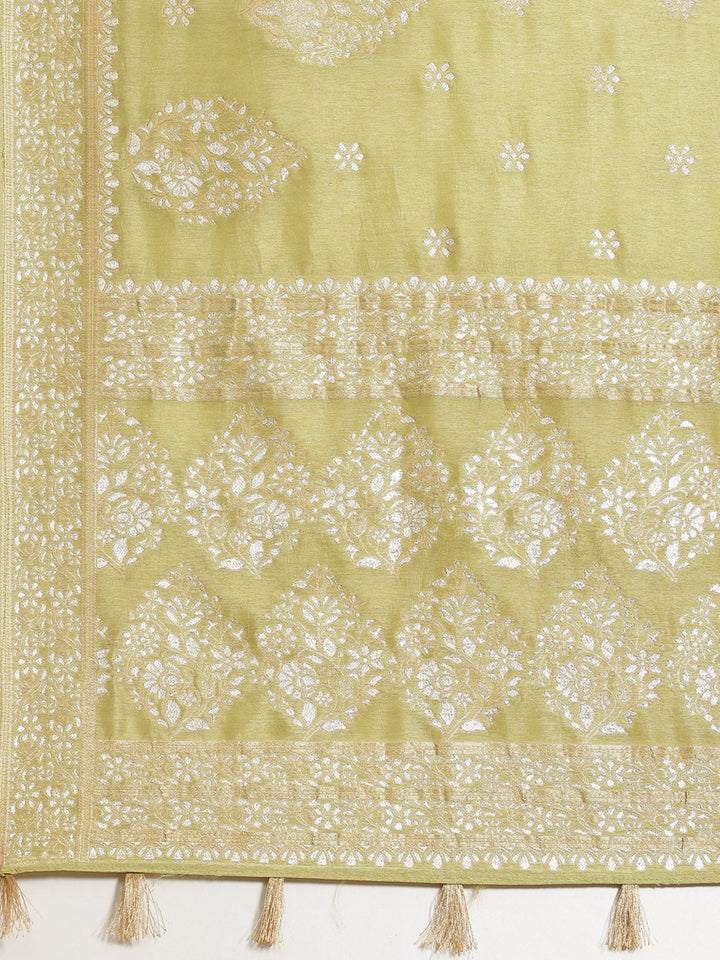 Zari Border Booti Banarasi Woven Saree