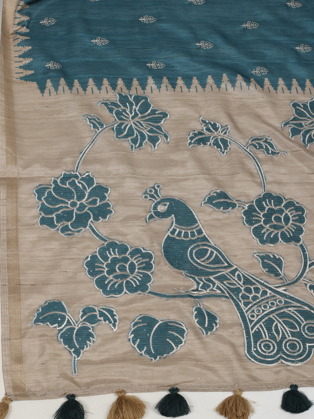 Printed &amp; Embroidered Booti Art Silk Saree