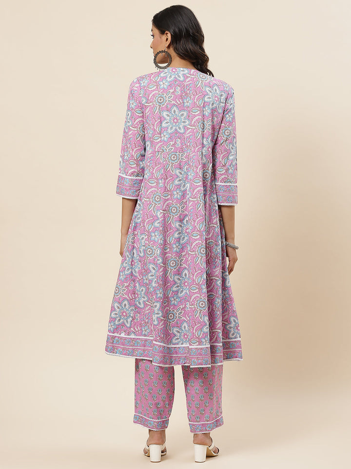 Floral Printed Cotton Kurta With Palazzo