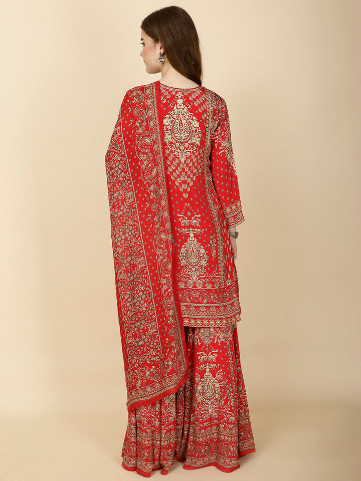Digital Print Crepe Suit Set With Dupatta