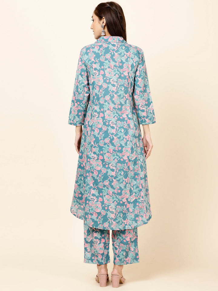 Floral Printed Cotton Kurta With Pants