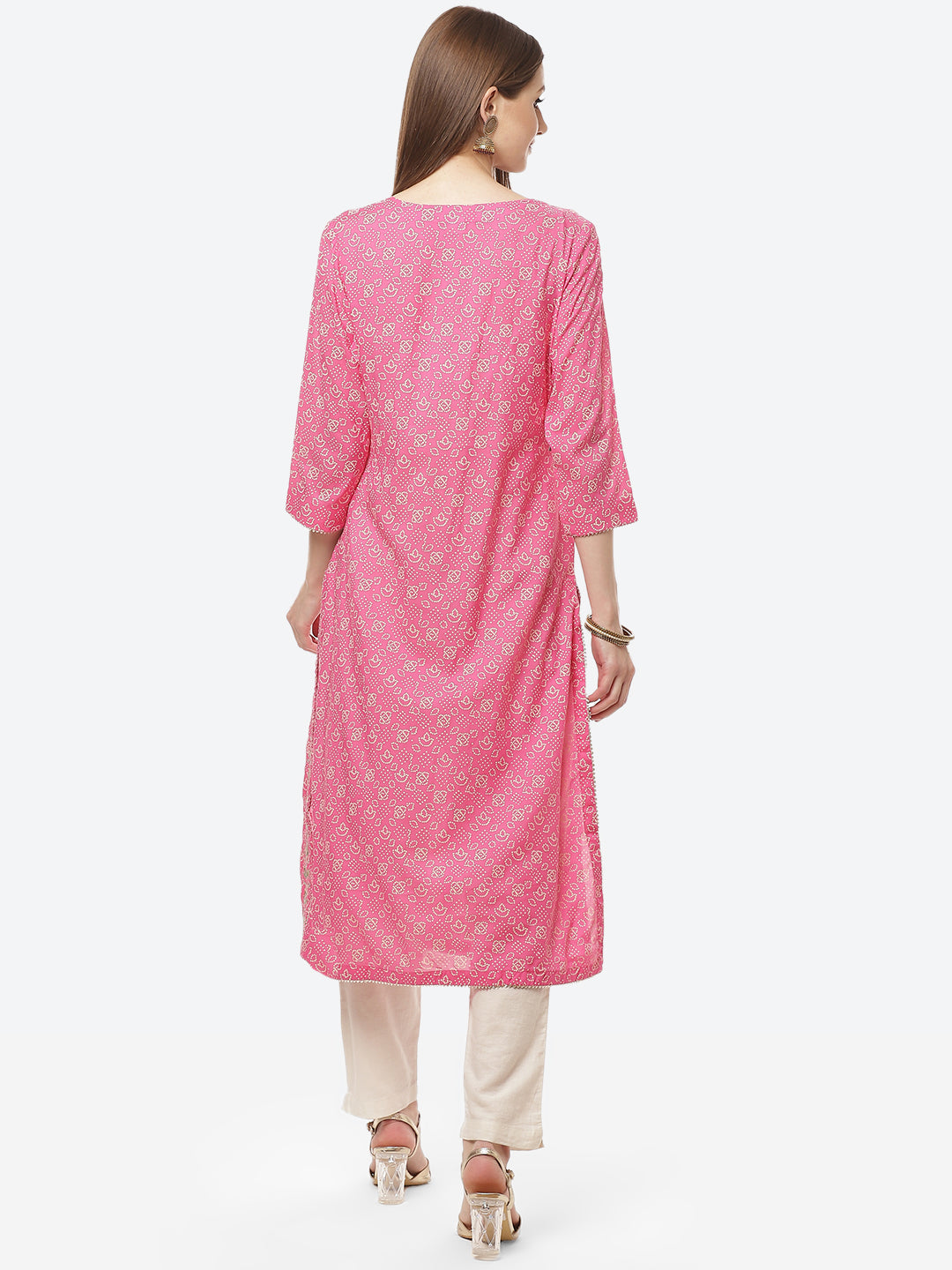 Printed Gota Work Cotton Muslin Kurti