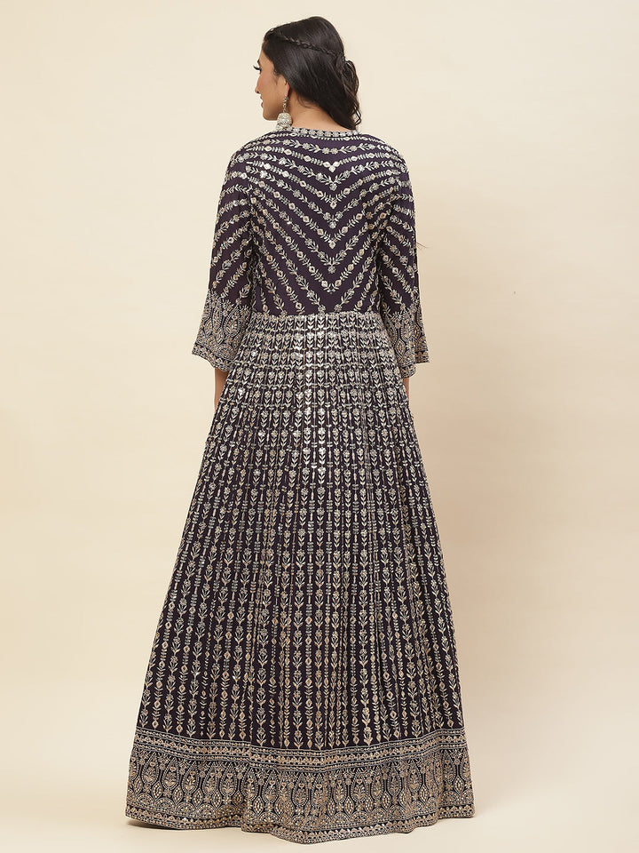 Embroidered Crepe Lehenga Choli with Jacket