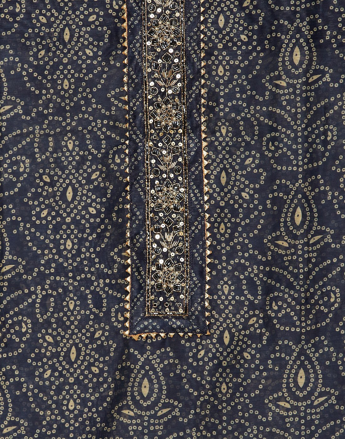 Printed Chanderi Suit Piece With Patch Work