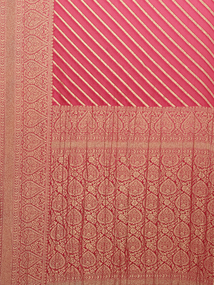 Stripes Zari Jaal Crepe Woven Saree