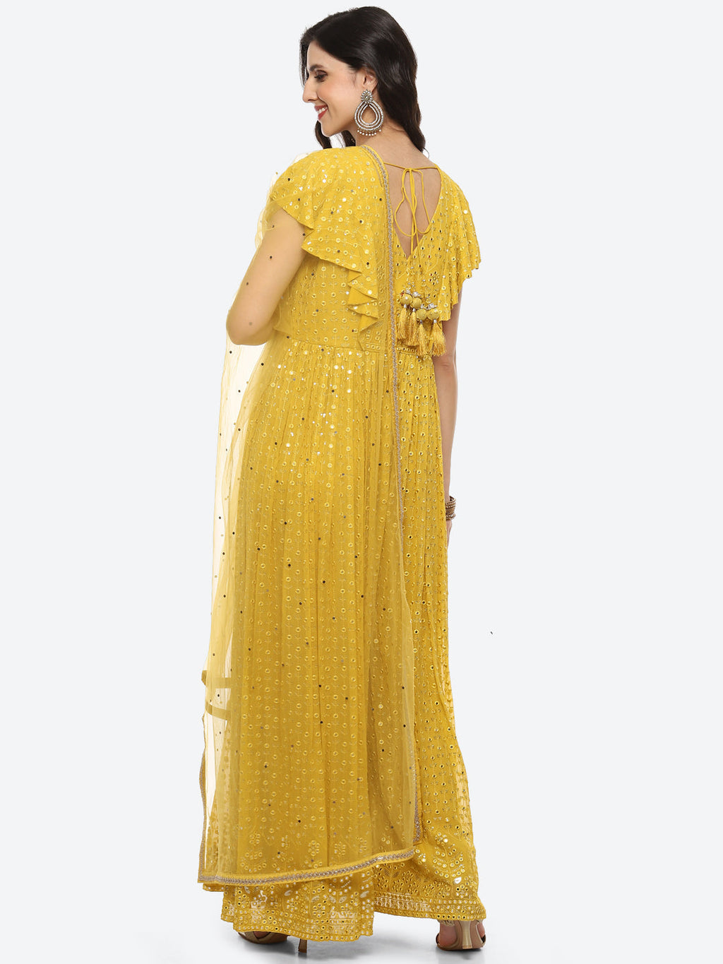 Mirror Booti Georgette Net Dupatta Gown Dress