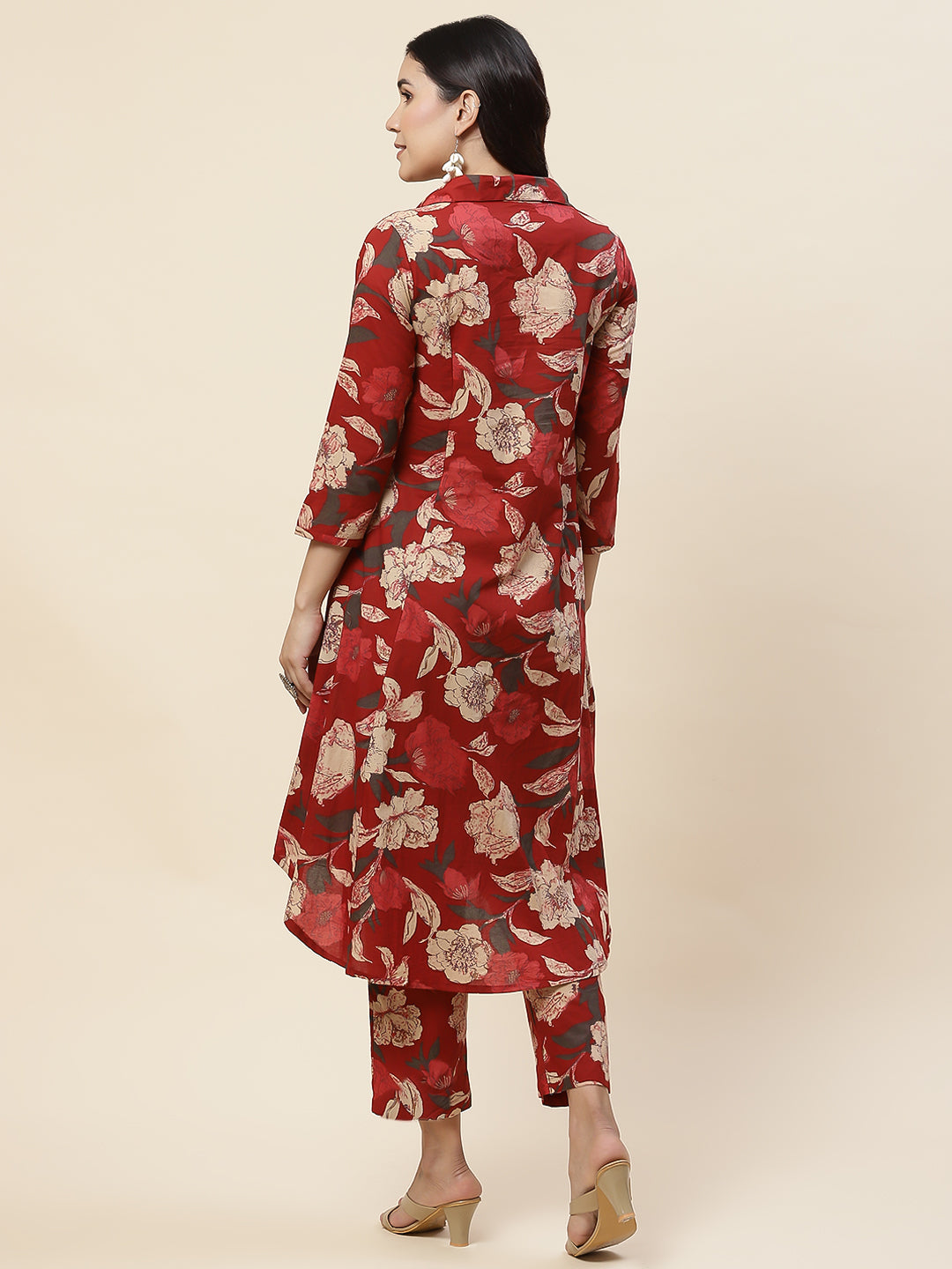 Floral Printed Cotton Kurta With Pants