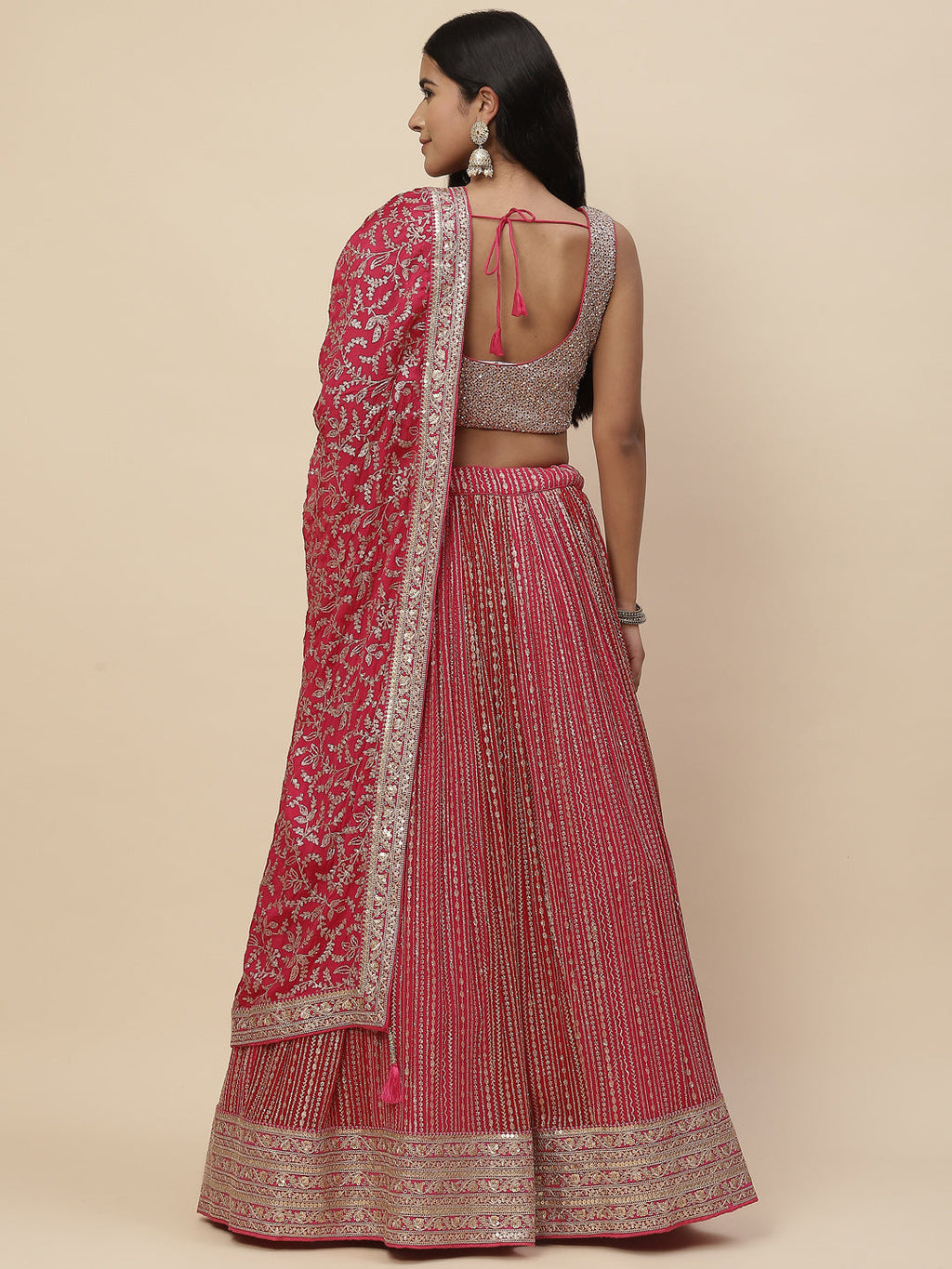 Zari Work Georgette Lehenga With Choli & Dupatta