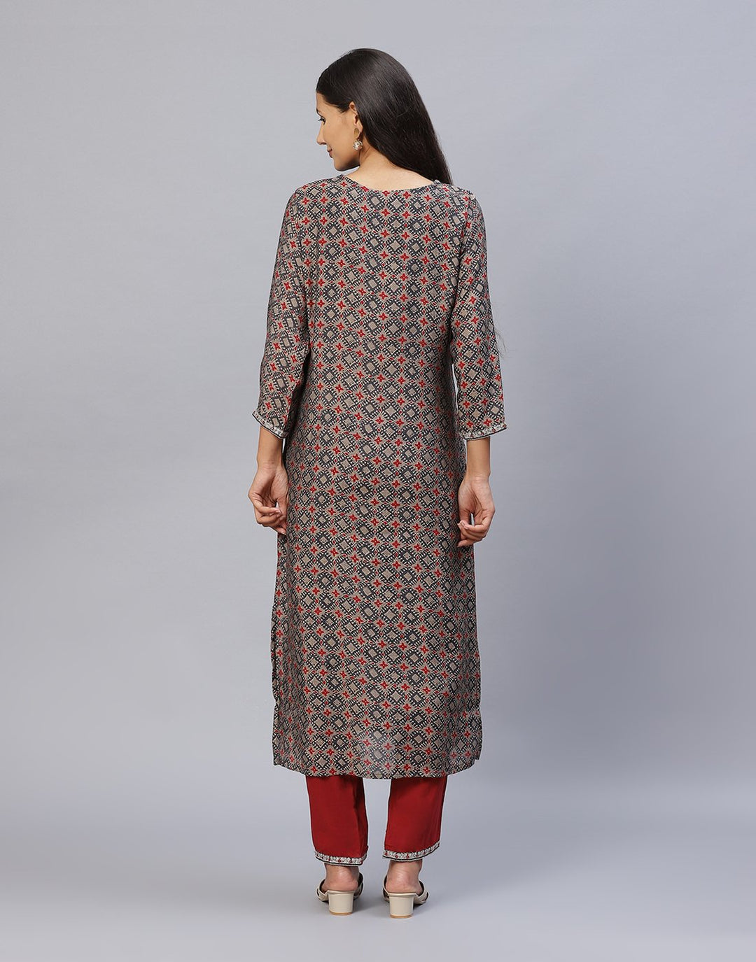 Yoke Embroidered Cotton Printed Kurti Pant Set