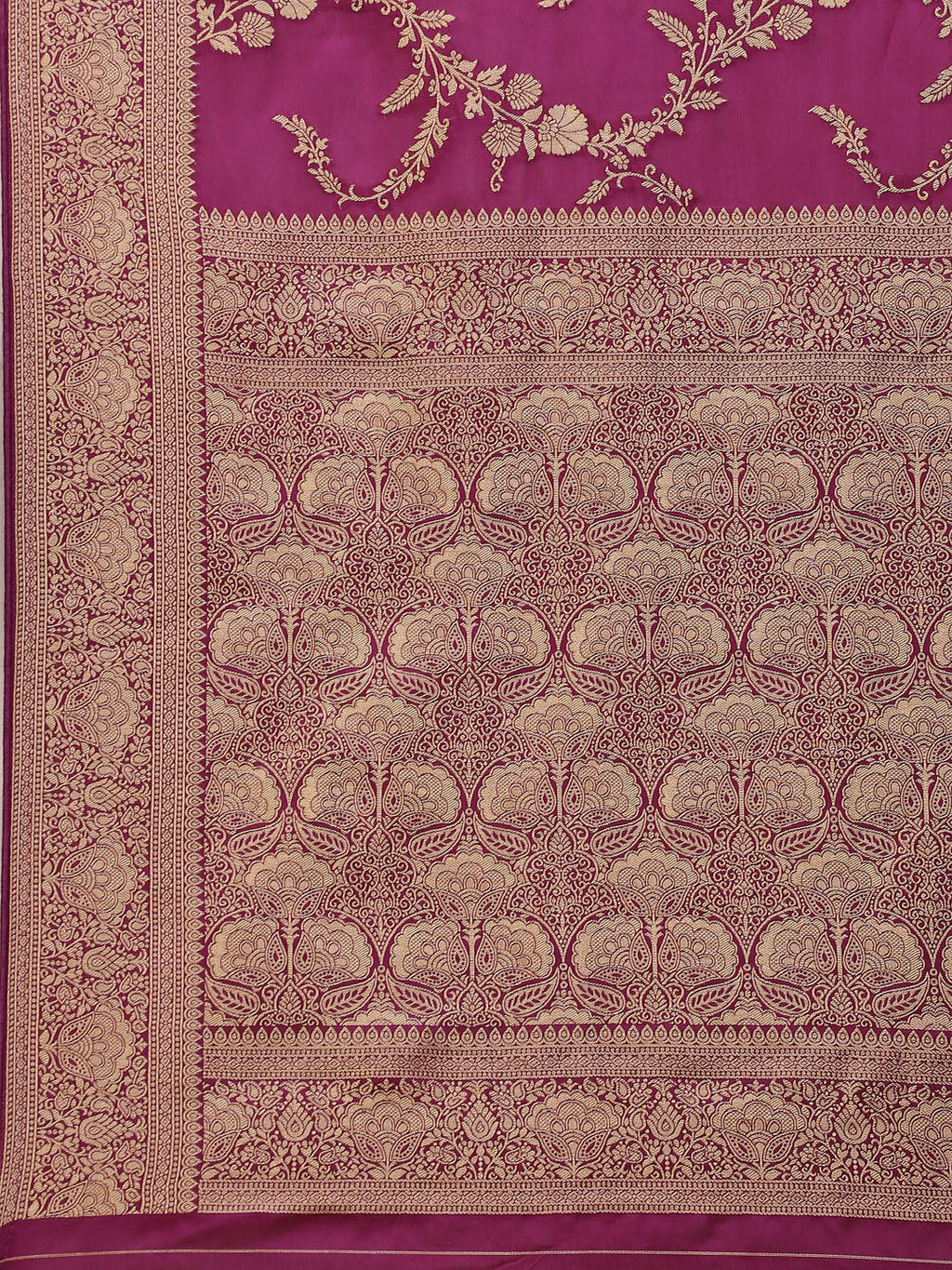 Floral Zari Jaal Satin Woven Saree