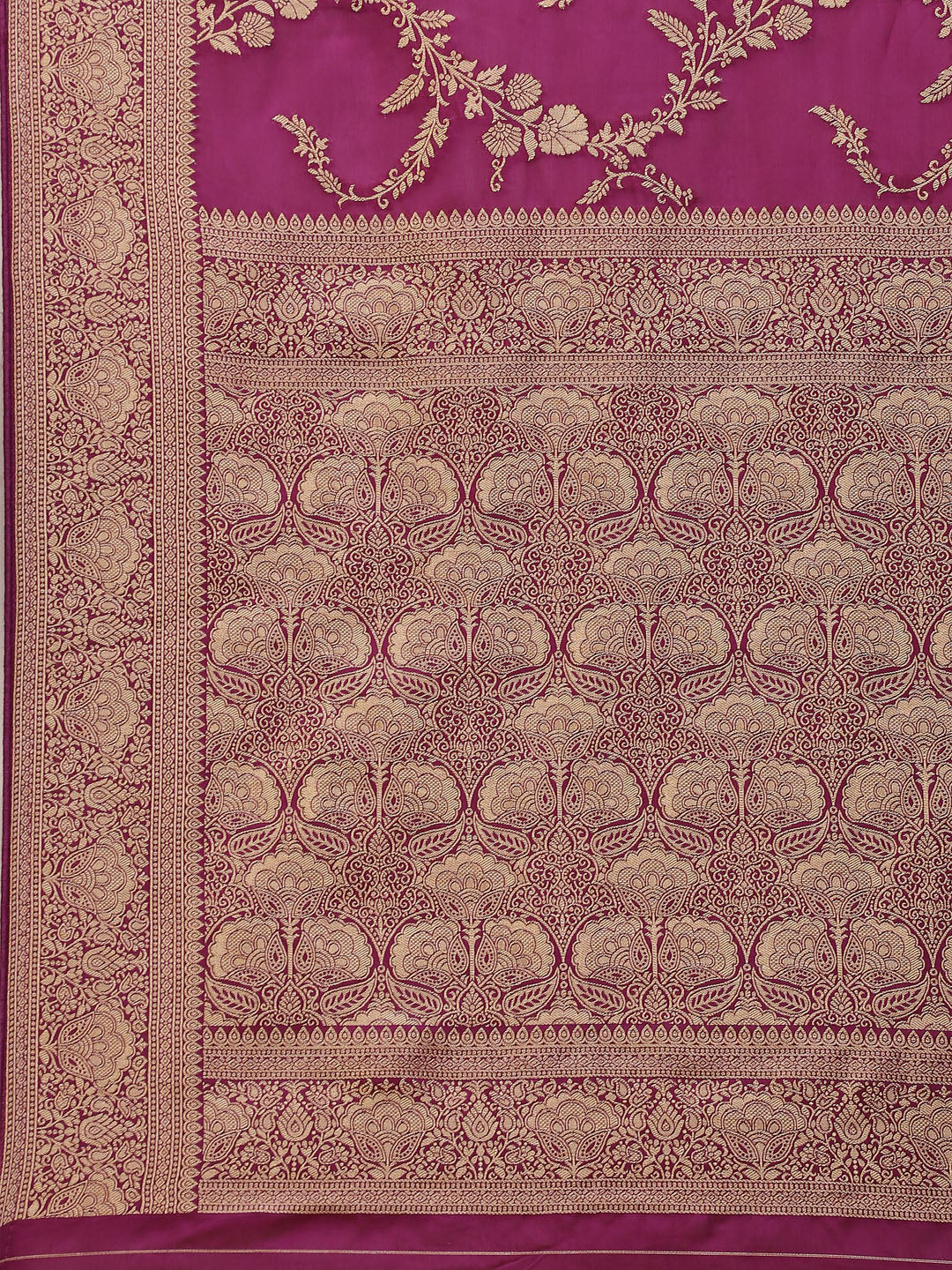 Floral Zari Jaal Satin Woven Saree