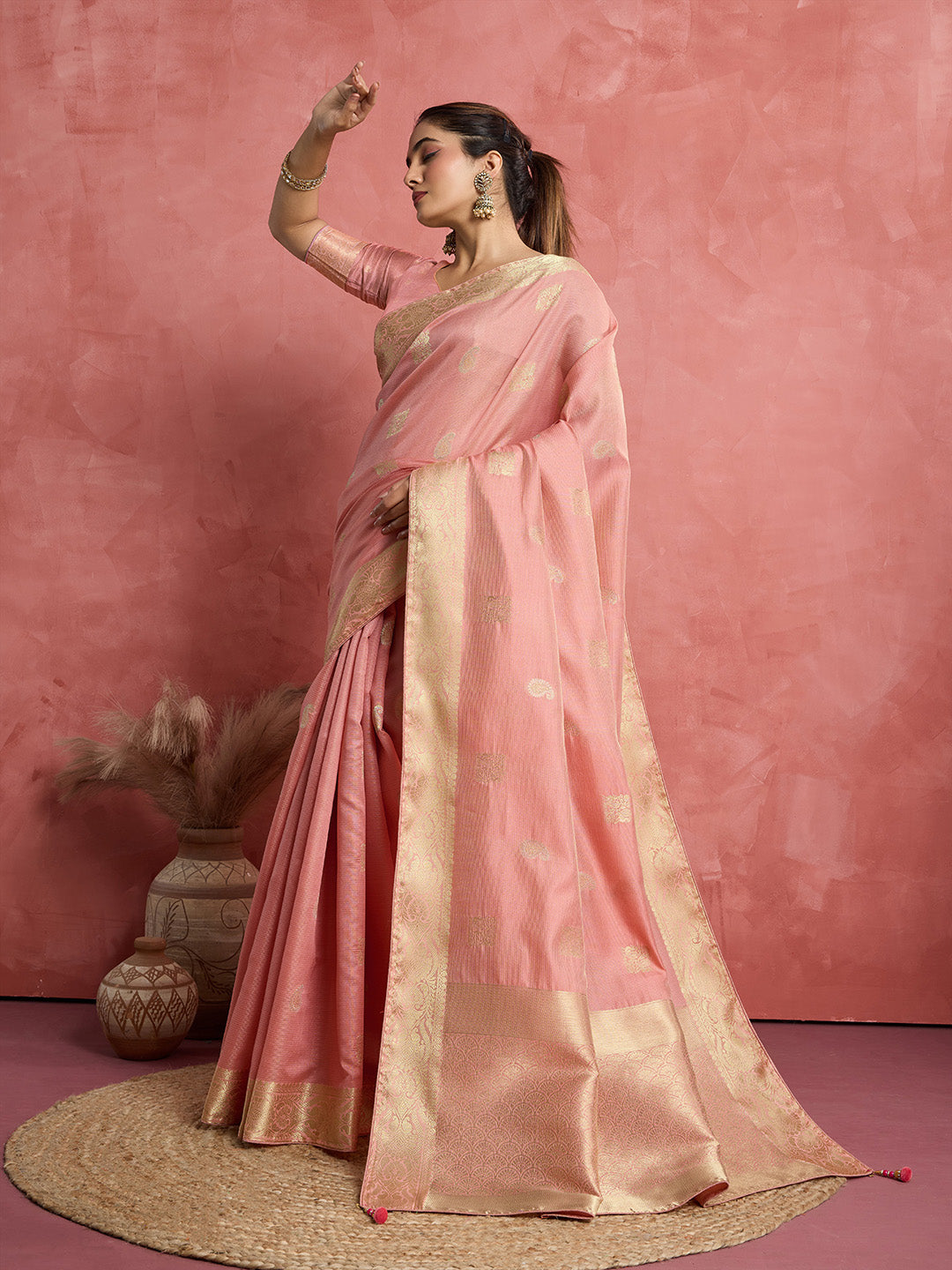 Woven Design Linen Blend Saree