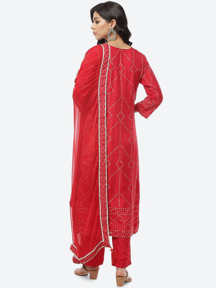 Gota Work Art Handloom Stitched Salwar Kameez With Chiffon Dupatta