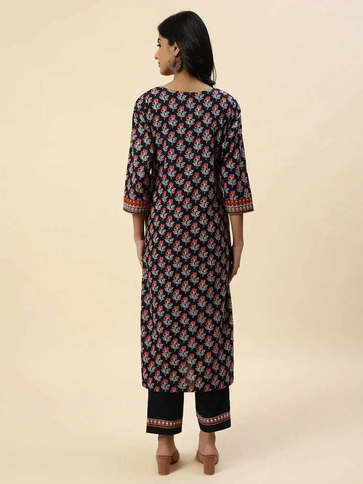 Printed Cotton Kurta With Pants