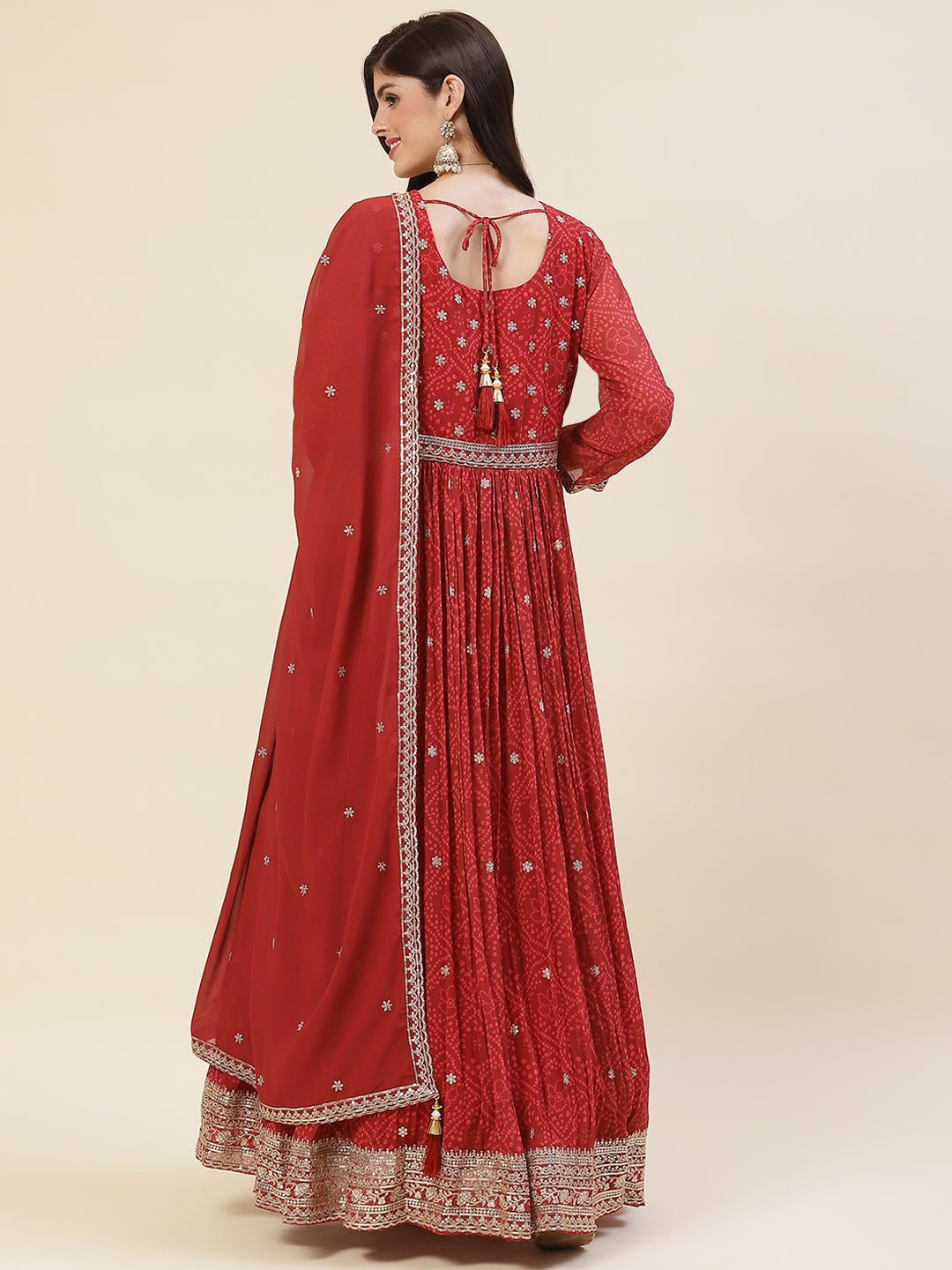 Resham Sequin Booti Georgette Kurta With Dupatta