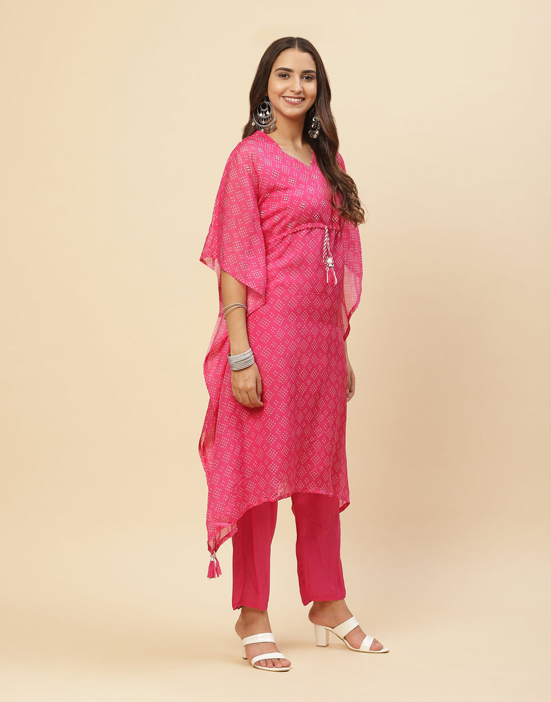 Printed Organza Kaftan Kurti With Pant