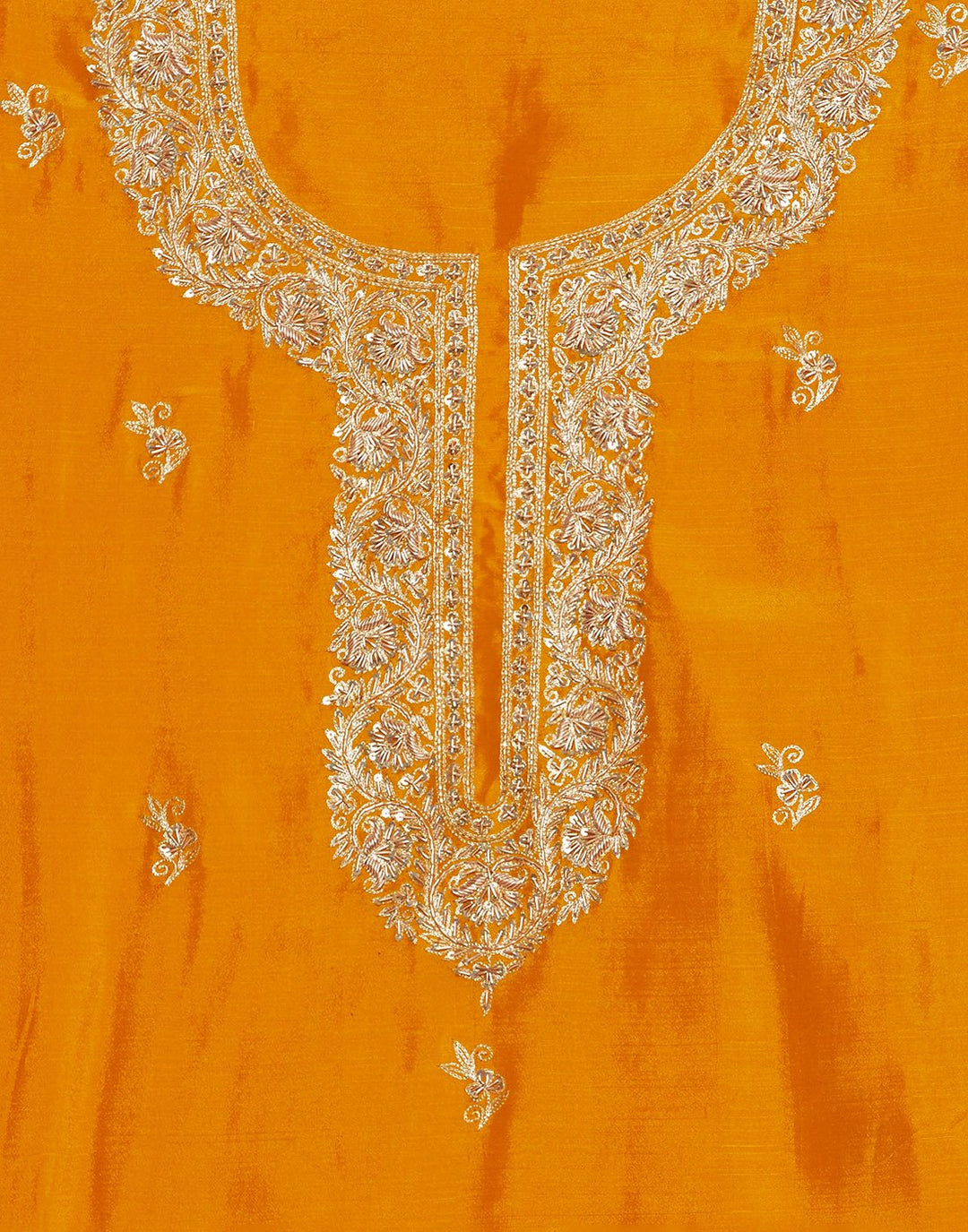 Embroidered Art Handloom Dupion Suit Piece With Bandhini Dupatta