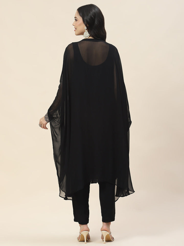 Yoke Embroidery Georgette Kurta With Pants