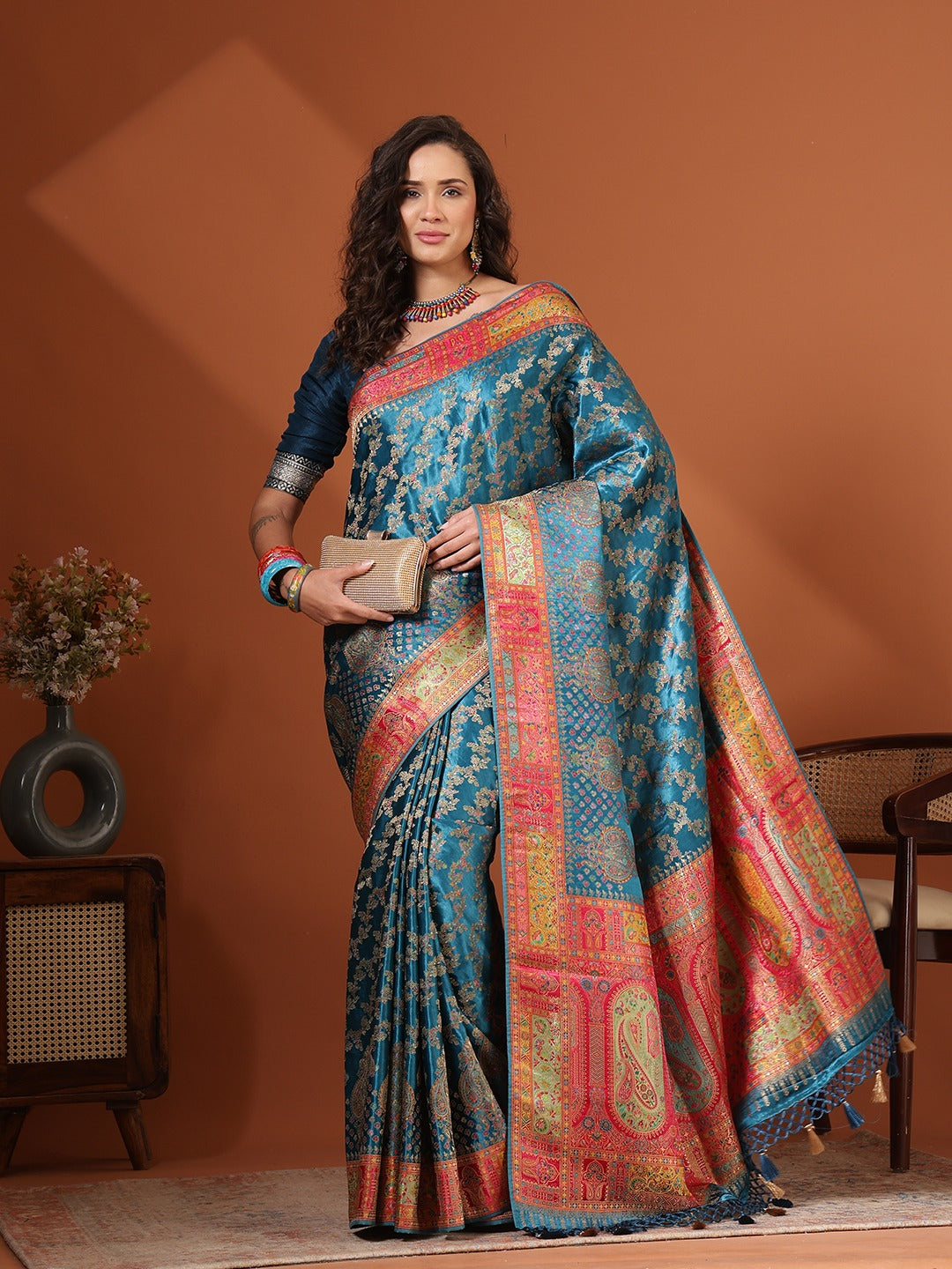 Woven Design Satin Saree
