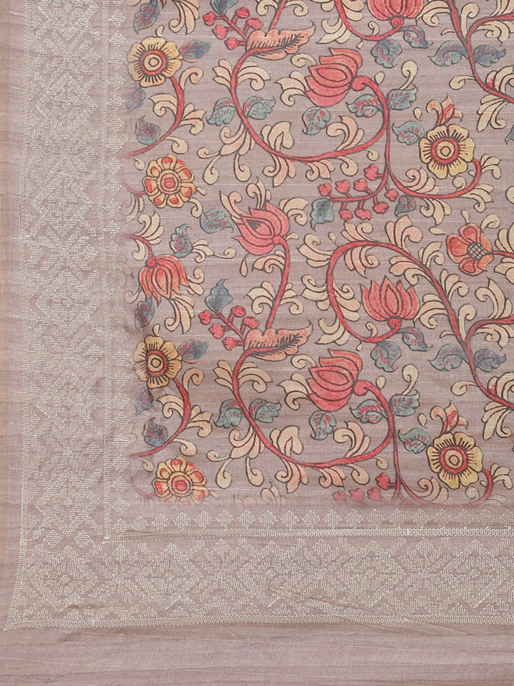 Digital Floral Printed Tussar Saree