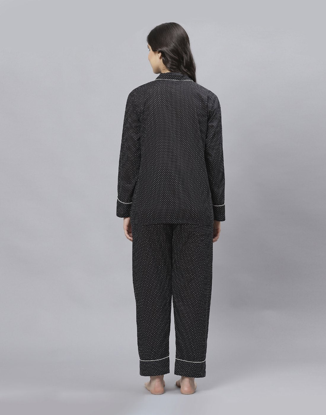 Black Cotton Printed Comfort Wear