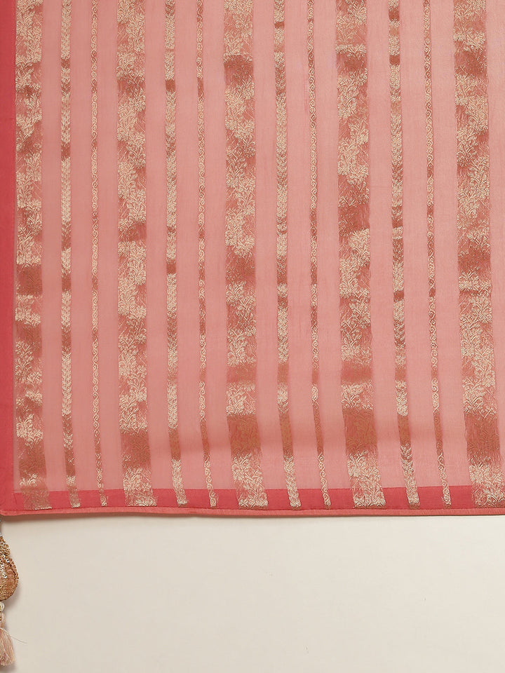 Zari Jaal Organza Plain Saree