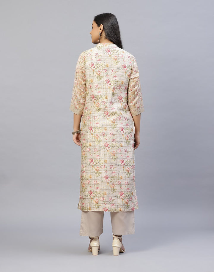 Chanderi Printed Kurti Pant Set