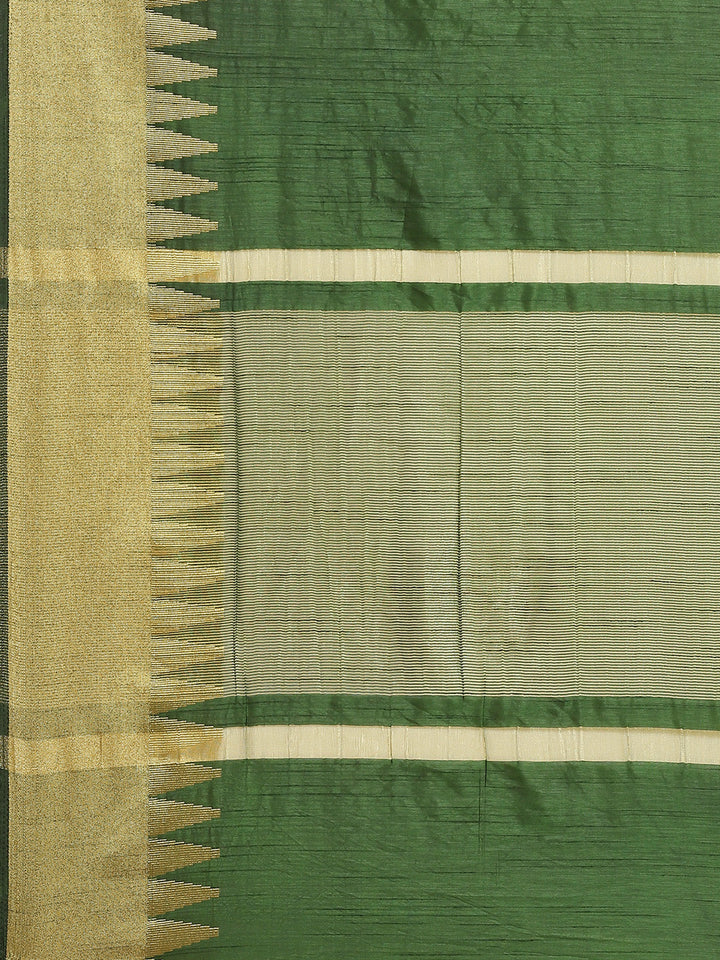 Plain Art Handloom Saree with  Temple Border