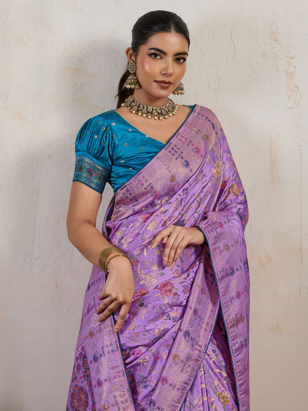 Woven Design Satin Makhmal Silk Saree