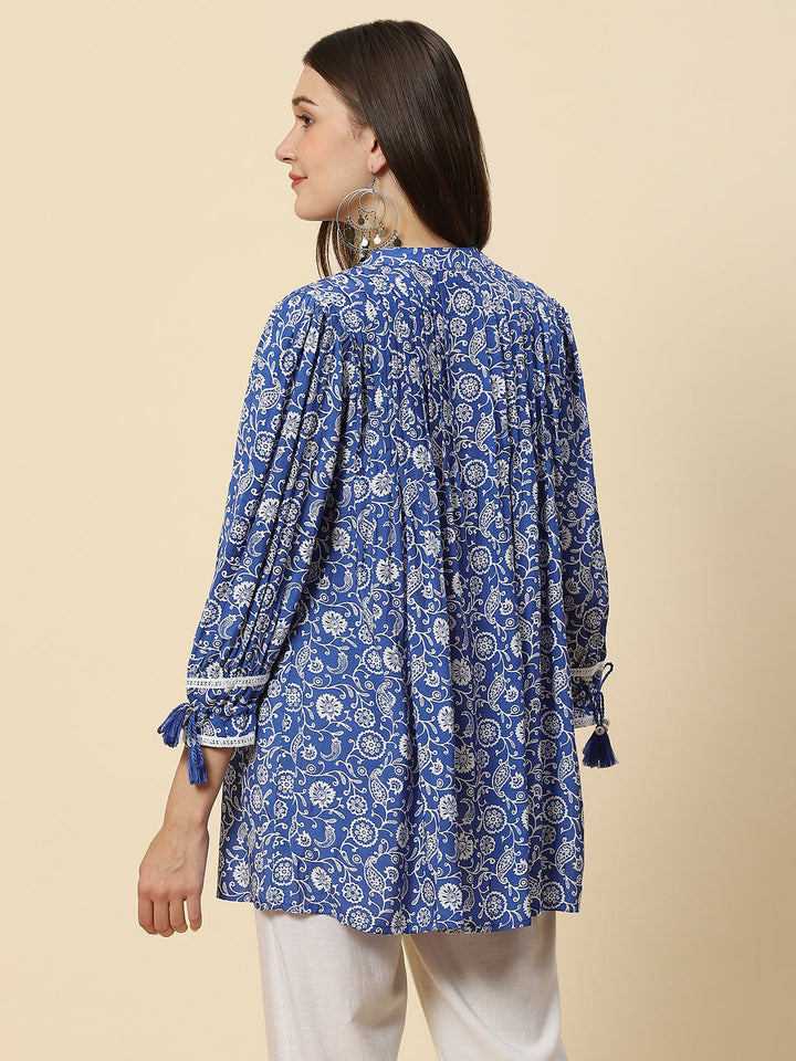 Floral Printed Muslin Kurta
