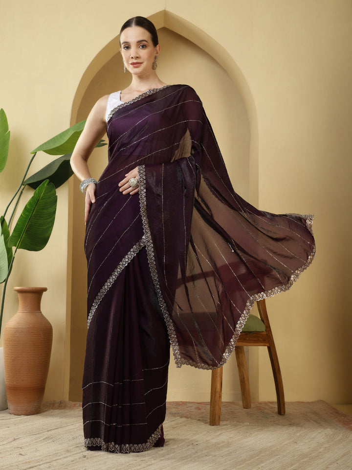Sequence Work Satin Saree