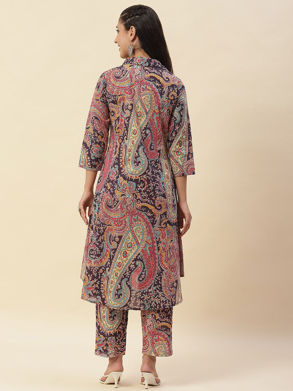 Paisley Printed Cotton Kurta With Pants