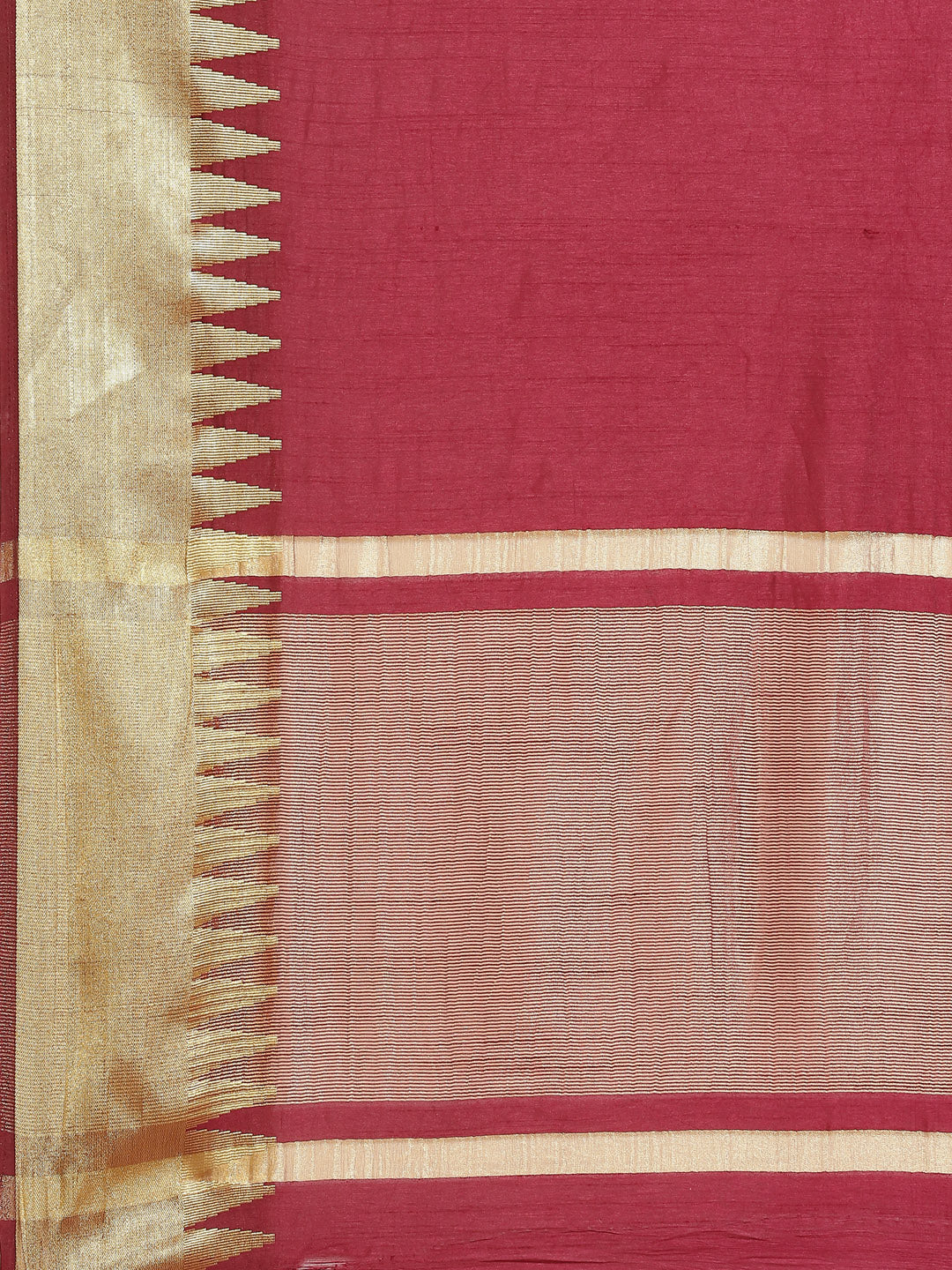 Plain Art Handloom Saree with  Temple Border
