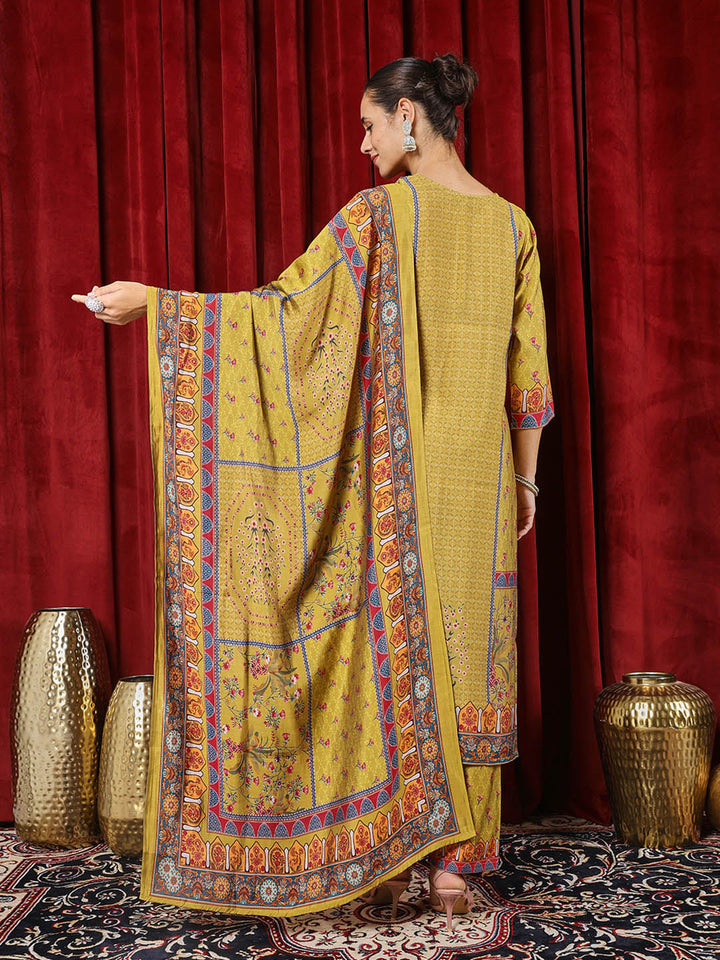 Printed Muslin Kurta With Pants &amp; Dupatta