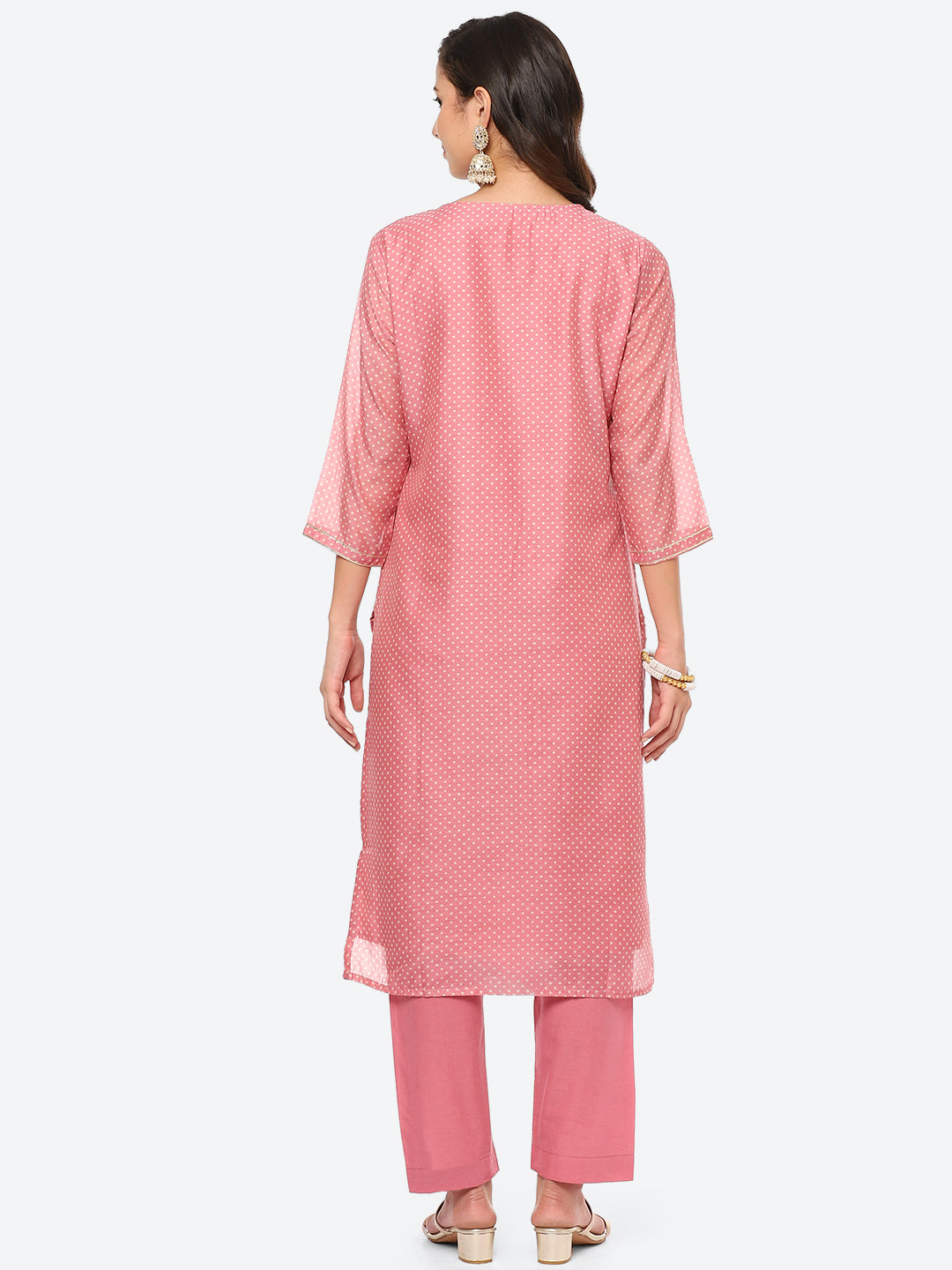 Resham Zari Neck Embroidered Chanderi Kurta With Pant